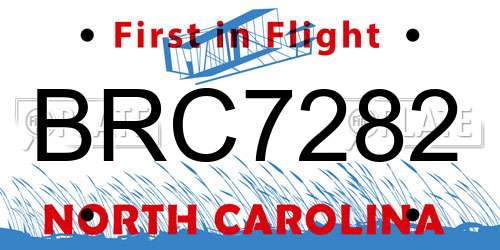 BRC7282 North Carolina License Plate