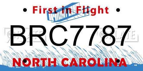 BRC7787 North Carolina License Plate