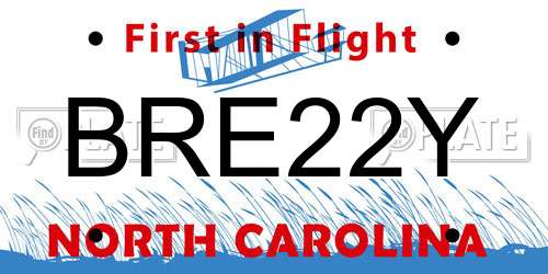 BRE22Y North Carolina License Plate