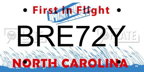 BRE72Y North Carolina License Plate