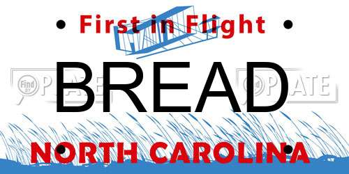 BREAD North Carolina License Plate