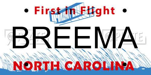 BREEMA North Carolina License Plate