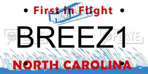 BREEZ1 North Carolina License Plate
