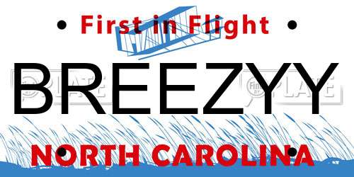 BREEZYY North Carolina License Plate