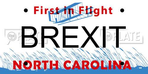 BREXIT North Carolina License Plate