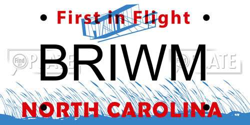 BRIWM North Carolina License Plate