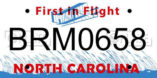 BRM0658 North Carolina License Plate