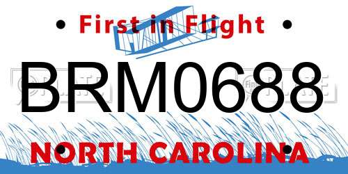 BRM0688 North Carolina License Plate