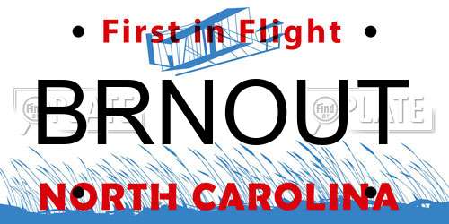 BRNOUT North Carolina License Plate