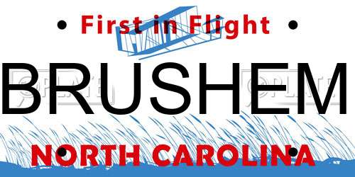 BRUSHEM North Carolina License Plate