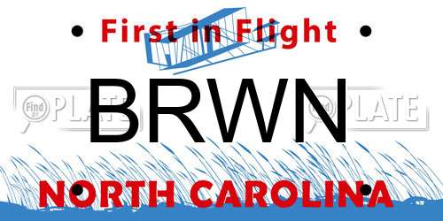 BRWN North Carolina License Plate
