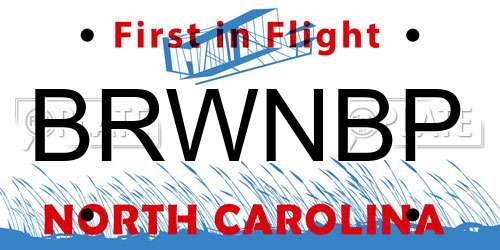 BRWNBP North Carolina License Plate