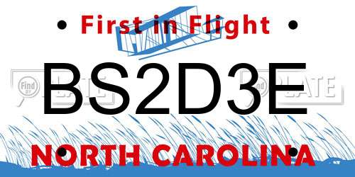 BS2D3E North Carolina License Plate