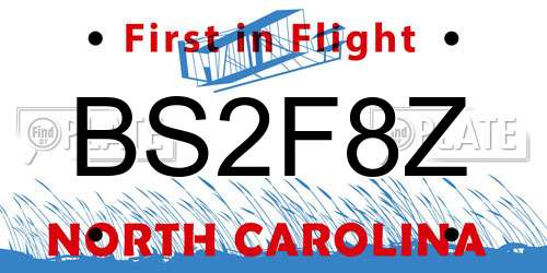 BS2F8Z North Carolina License Plate