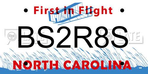 BS2R8S North Carolina License Plate