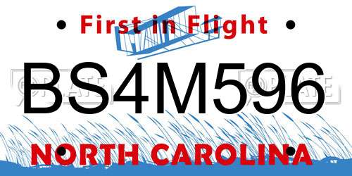 BS4M596 North Carolina License Plate