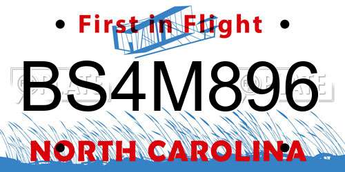 BS4M896 North Carolina License Plate