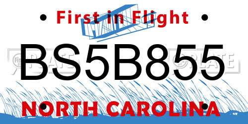 BS5B855 North Carolina License Plate