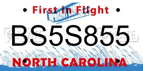 BS5S855 North Carolina License Plate