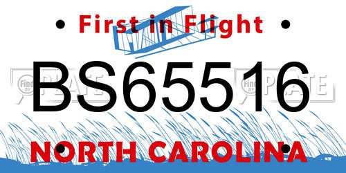 BS65516 North Carolina License Plate