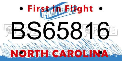 BS65816 North Carolina License Plate