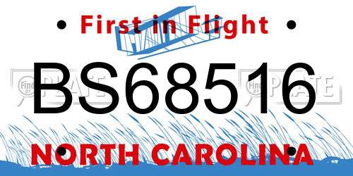BS68516 North Carolina License Plate