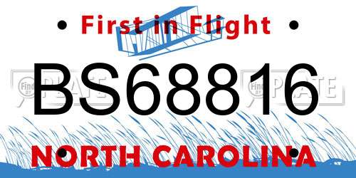 BS68816 North Carolina License Plate