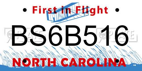 BS6B516 North Carolina License Plate