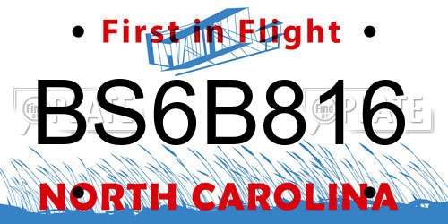 BS6B816 North Carolina License Plate