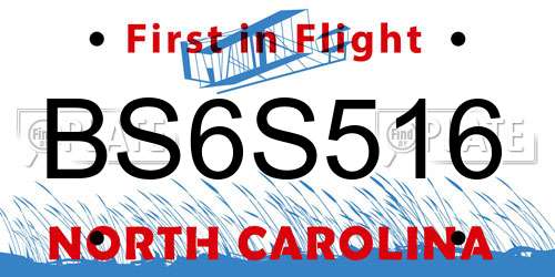 BS6S516 North Carolina License Plate