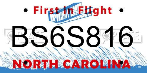 BS6S816 North Carolina License Plate