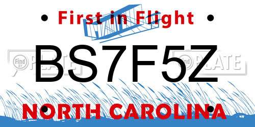 BS7F5Z North Carolina License Plate