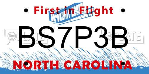 BS7P3B North Carolina License Plate