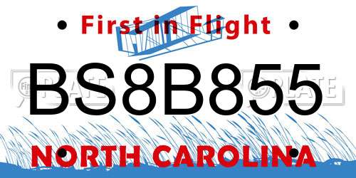 BS8B855 North Carolina License Plate