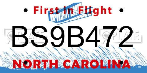 BS9B472 North Carolina License Plate