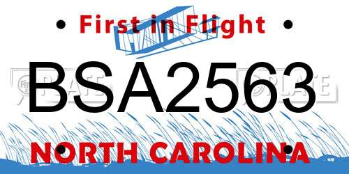 BSA2563 North Carolina License Plate