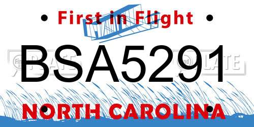BSA5291 North Carolina License Plate