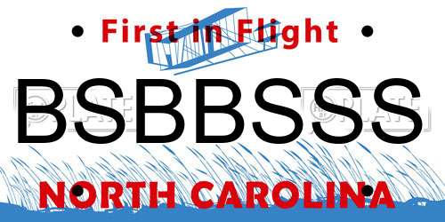BSBBSSS North Carolina License Plate