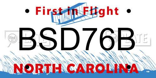 BSD76B North Carolina License Plate