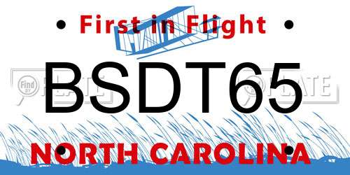 BSDT65 North Carolina License Plate