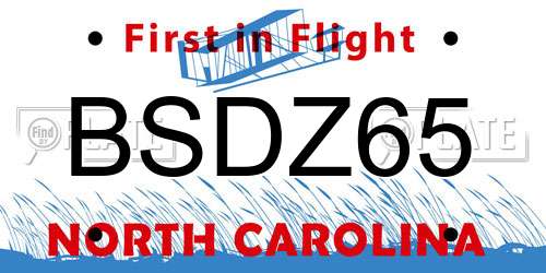 BSDZ65 North Carolina License Plate