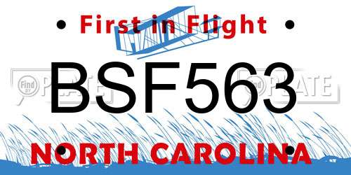 BSF563 North Carolina License Plate