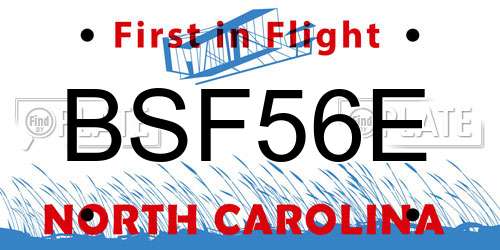 BSF56E North Carolina License Plate