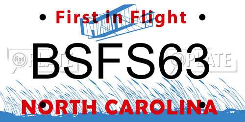 BSFS63 North Carolina License Plate