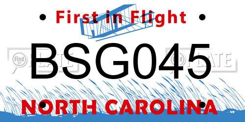 BSG045 North Carolina License Plate