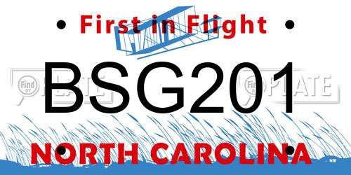 BSG201 North Carolina License Plate