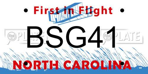 BSG41 North Carolina License Plate