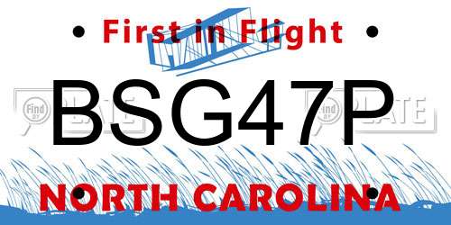 BSG47P North Carolina License Plate