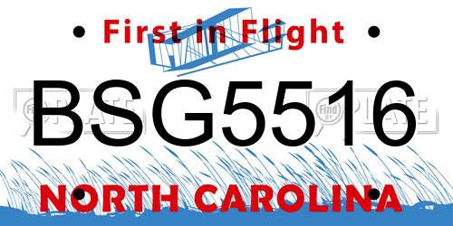 BSG5516 North Carolina License Plate