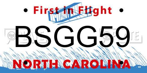 BSGG59 North Carolina License Plate